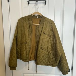 Free people green bomber jacket